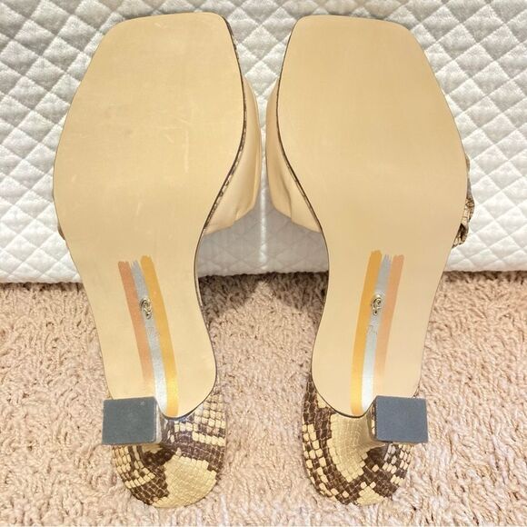 Sam Edelman Kittie Heeled Slide Sandals NEUTRAL MOTIF Womens 7.5 Snake Skin Heel - Picture 8 of 12